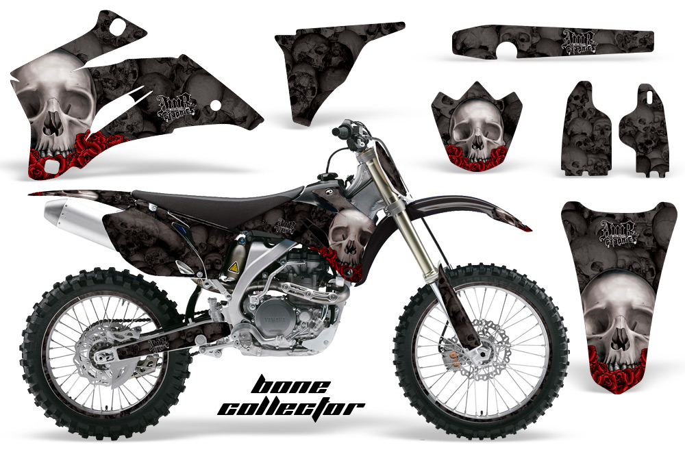 Yamaha YZ 250F 450F 02-09 Graphics Kit Bone Collector Black NPs